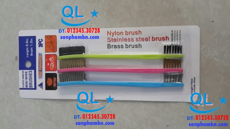 Bộ 3 cái Chổi đánh rỉ (bàn chải đồng)